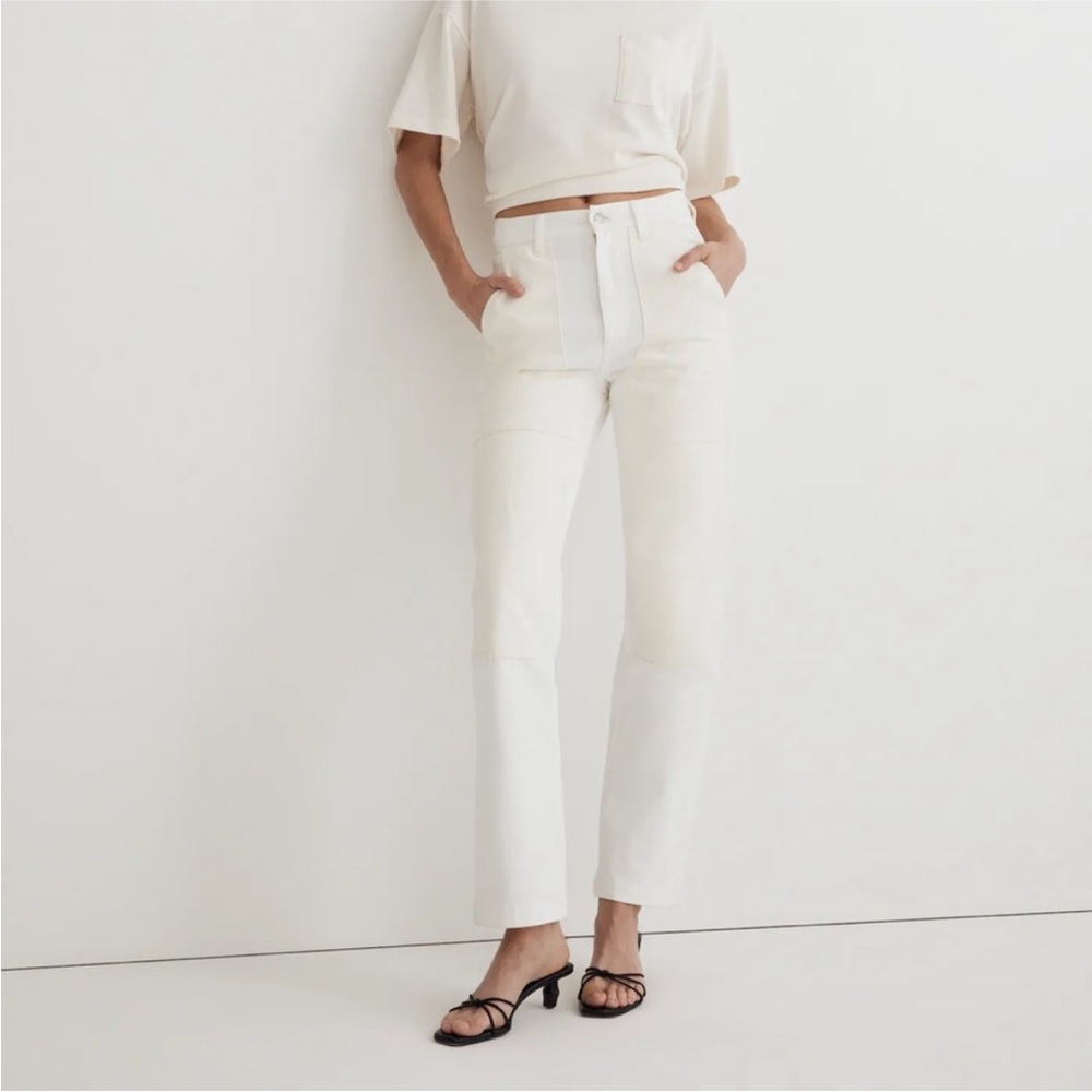 New! Madewell The Perfect Vintage Straight Jeans Two Tone Workwear Size 23